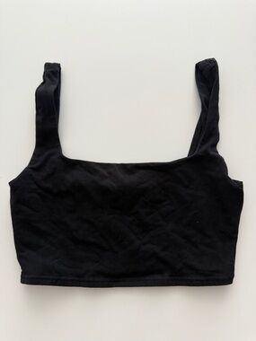 Aritzia Black Square Neck Crop Tank Top